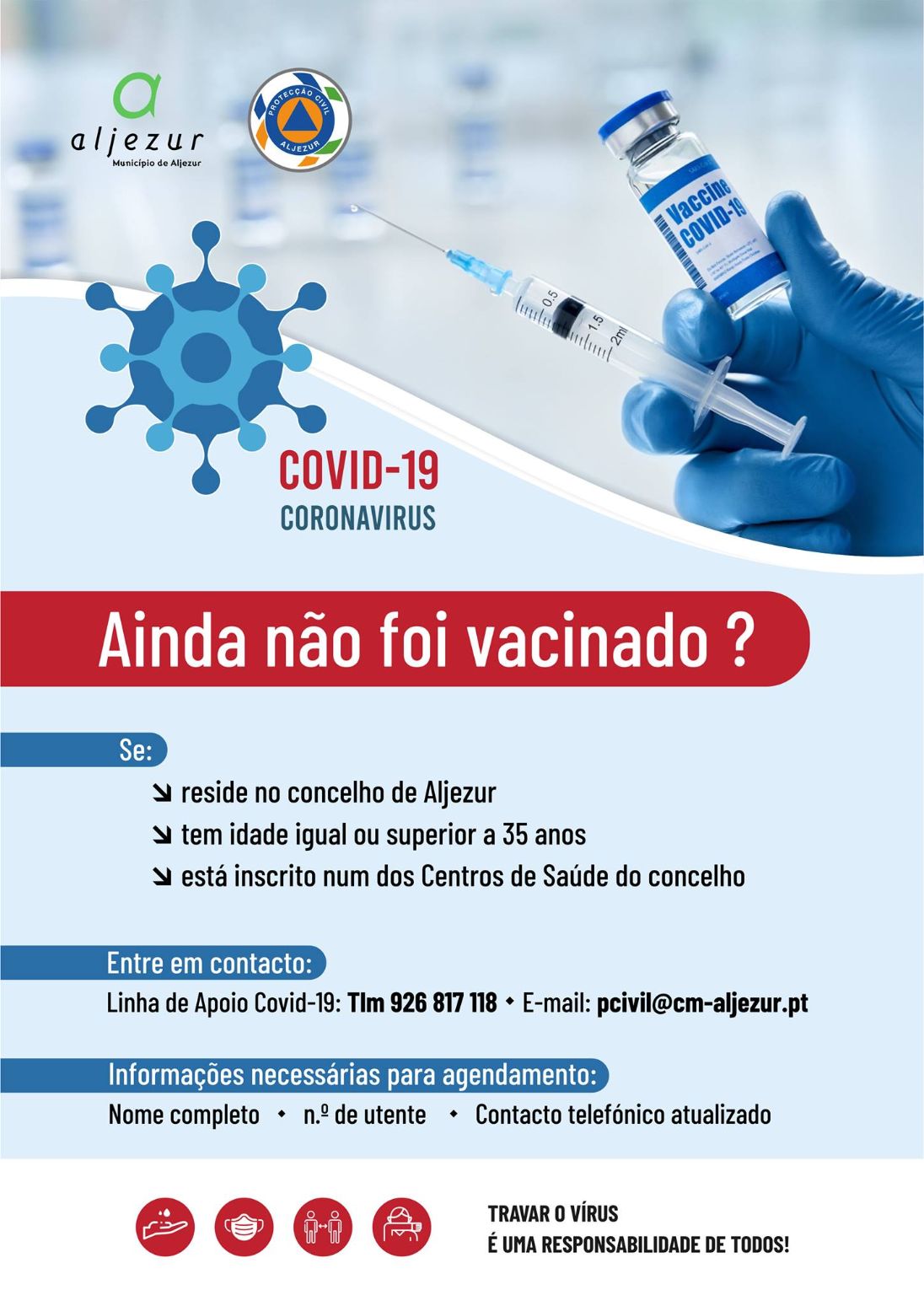 Covid-19: Aljezur está a vacinar pessoas com idade igual ou superior a 35 anos