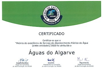 A Águas do Algarve recebeu Prémio de Excelência do Serviço Público de Abastecimento de Água e 2 selos de qualidade atribuídos pela ERSAR