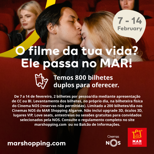 MAR Shopping Algarve oferece 1600 bilhetes de cinema para celebrar Dia dos Namorados